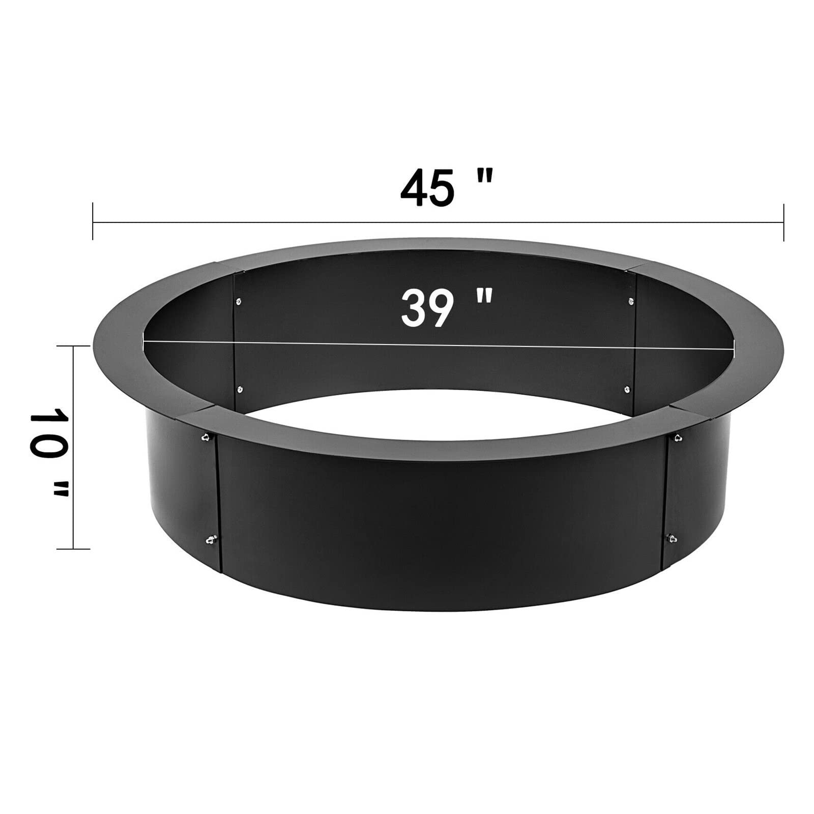 Fire Pit Ring/Liner Facile da montare Installare Q235 Diametro esterno in acciaio 36quot;42quot;45quot;Per barbecue da pesca in campeggio all'aperto Latwy i wygodny w obsłudze (Color : 42 Inch Diam
