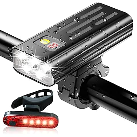 5 LEDs Bicycle Light, Rechargeable Flashlight, Powerful Front and Back Light IPX6 Waterproof Super Bright Bike Lights, Cycling MTB Road Bike Headlight-Taillight Combinations (5LED Bicycle Light Set) Cover