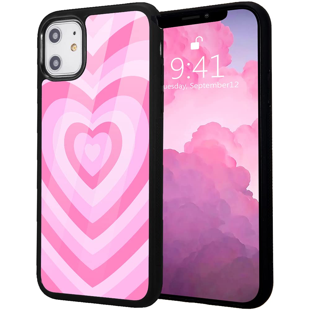 IdocolorsAbstract Art Phone Case for iPhone 6s/6 Plus，Pink Love Heart Coffee Latte Cute Soft TPU Hard Back Scratch Resistant Protection Shockproof Girly Cover Case for iPhone 6s Plus