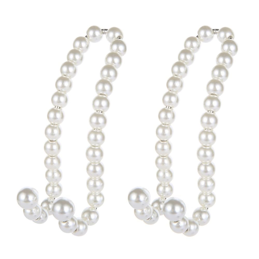 MiOYOOW 2Pcs Car Seat Headrest Hooks, Pearl Car Hangers Organizer, Portable Headrest Hanger, Interior Accessories for Purses & Grocery Bag