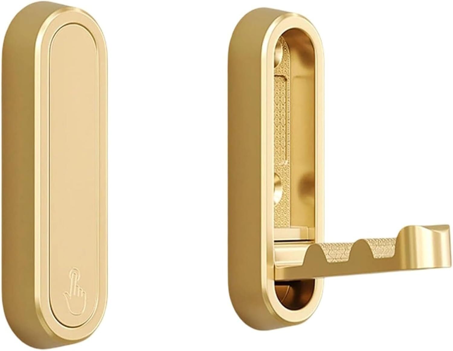 WQKISS 2 Pack Foldable Coat Hooks, Invisible Retractable Wall, Heavy Duty Zinc Alloy Space-Saving for Bathroom, Kitchen, Hallway(Gold)