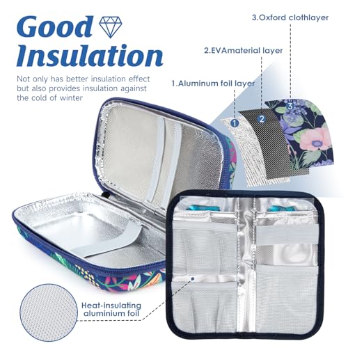Image of YOUSHARES Insulin Cooler Travel Case - Diabetic Insulated Organizer Portable Cooling Bag for Medication Cooling Insulation, Insulin Pen Case with 2 TSA Approved Cooler Ice Pack