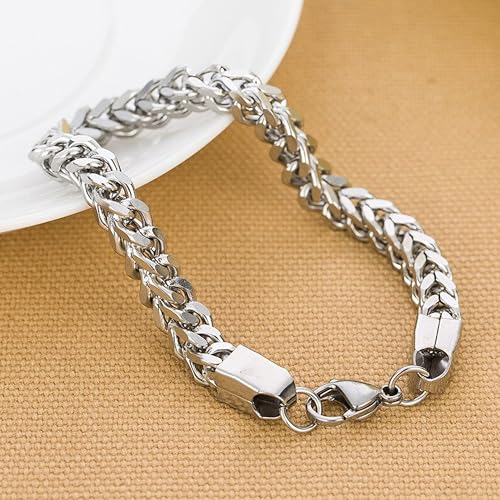 Image of Fashion Frill Stylish Bracelet for Men Stainless Steel Hand Chain Band Jewellery Accessories For Boys Gift for Husband & Boyfriend