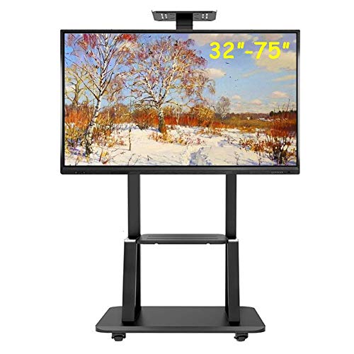 TV-Wagen Displayständer mit höhenverstellbaren Rädern, für 32 37 42 47 50 55 60 65 70 75 Zoll Plasma LCD LED Flachbildschirm oder Gebogene Fernseher,