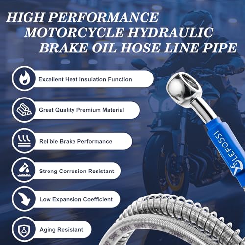 750mm 75cm S SYUU Universal Motorrad Bremsschlauch Geflochtener Hydraulikstahl Stärken Bremskupplungsöl Schlauchleitung Fahren kompatibel mit Pit Dirt Bike Enduro Motocross Street Bikes Sport Bikes