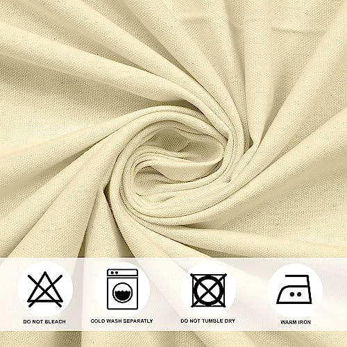 Image of THE LINEN COMPANY Duck Canvas Cotton Curtains 6 Feet Long, Solid Door & Window Curtains, 6ft Set of 2, Butter Cream