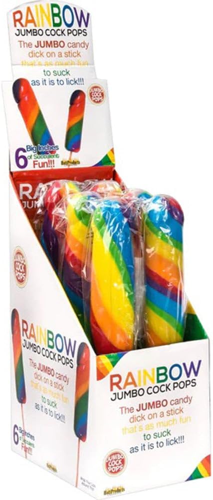 Jumbo Rainbow Cock Pops 6 Piece Display
