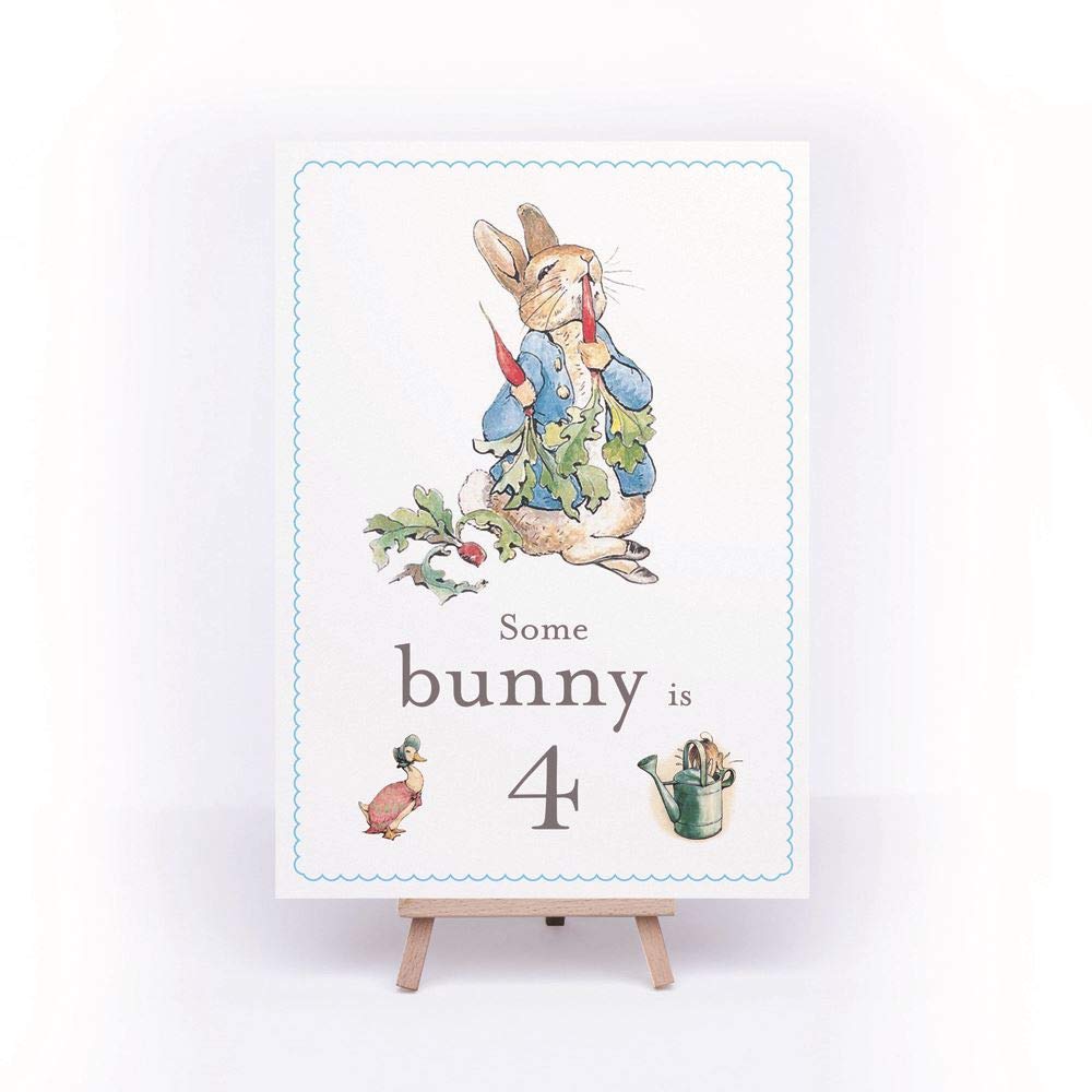 Luck And Luck Peter Rabbit 'Some Bunny Is 4' Card And Easel 4Th Birthday Decoration