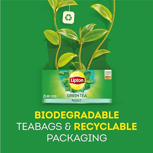 شاي أخضر بالنعناع من ليبتون، 25 كيس شاي