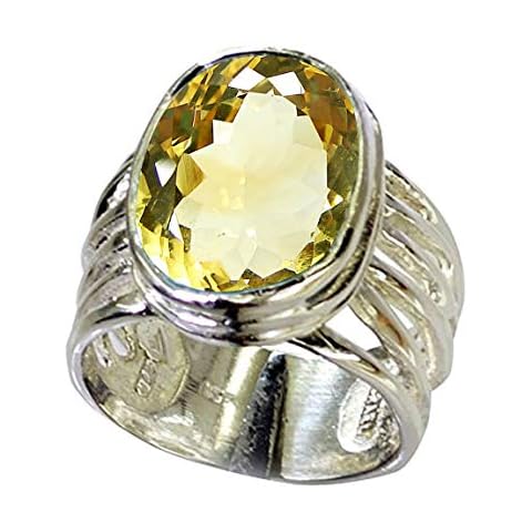 GemsOnClick Natural Citrine 925 Sterling Silver Ring Size Oval November Birthstone Chakra Healing Astrology and Astronomy Ring Size O Cover