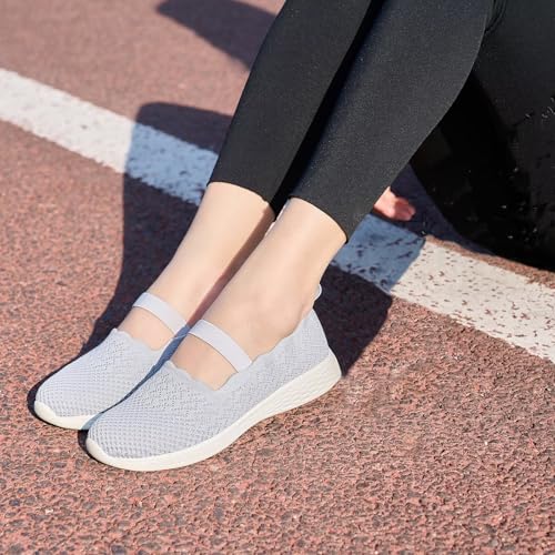 poemlady Women's Slip on Loafer Shoes - Knit Casual Ballet Flat Nurse Walking Sneakers Mesh Round Toe Low Wedge Memory Foam Shoes4
