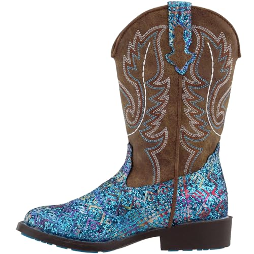 ROPER Western Boots Girls Bling Aztec Glitter Blue 09-018-1225-2063 BU4