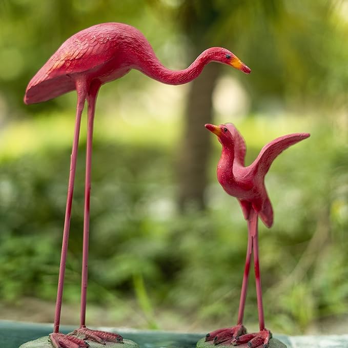 The Decorshed Resin Eagle Bird Set for Garden Decor, Table Decor (Red15.2 Cm, 25.2 Cm), Nature