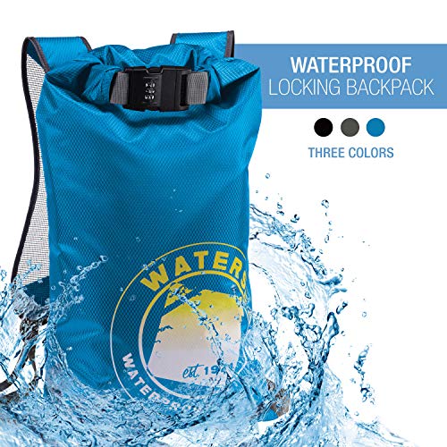 WaterSeals Locking Backpack + Waterproof Bag for Women & Men with Ripstop Material