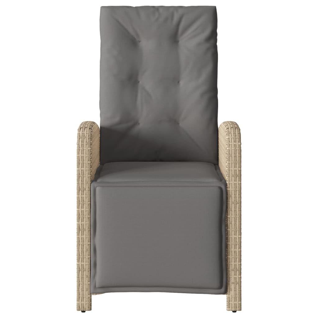 Poltrona reclinabile giardino poggiapiedi 2 pz rattan PE beige mix sedie esterno resistente alle intemperie poltrone per terrazze mobili da giardino Poltrone da giardino