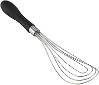 OXO Good Grips Flat Wire Whisk - Stainless Steel, Non-Slip Comfort Handle for Deglazing Pans & Sauces, 10-Inch