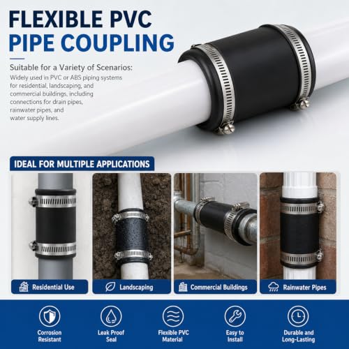 Conector flexible de tubo de goma resistente de 1.6 pulgadas con 4 abrazaderas 6