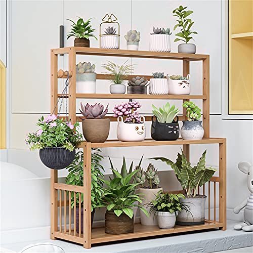 Prateleira De Madeira Para Plantas,Suporte Para Plantas De 2/3 / 4 Camadas Para Mesa Pode Ser Pendurado,Mesa De Jardim Vertical Pequena Escada Plantador Para Plantas Múltiplas Interna,4floors-60cm