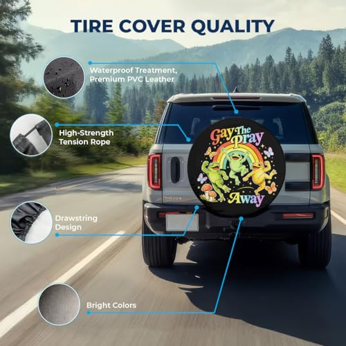 Image of GENANY Bisexual Father's Day PVC Spare Tire Cover for RV Trailer, Waterproof, No Camera Hole, Size 16 Fits 29-31 Inch