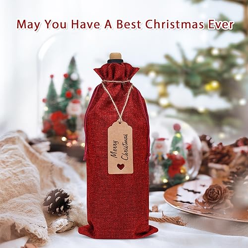 Image of Sailup Burlap Wine Bags 12 Pcs Wine Bottle Gift Bags With Drawstrings Tags & Ropes for Christmas Weddings Holiday Party, Birthdays, Travel, Blind Tastings, Reusable Home Storage 750ml