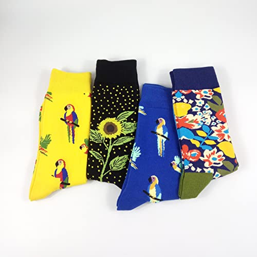 Image of HSELL Womens Novelty Socks with Colorful Flower Design Fancy Gift for Mom Lady Breathable Cotton Socks for Daily Wear