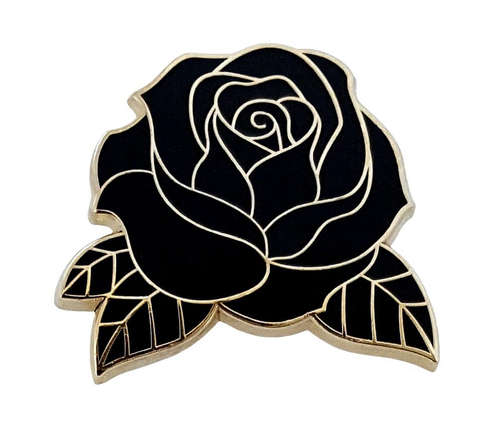 Black Rose Enamel Lapel Pin