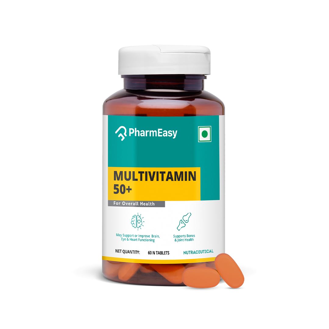 PharmEasy Multivitamin 50 Plus Age Tablets with Vitamins, Minerals, Herbal Extracts, Antioxidants, Immunity and beauty Blend for Energy, Heart, Bones and Skin Support - (Pack of 60 Tablets)-image-5