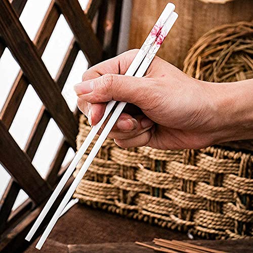 Baguettes en métal Baguettes Baguettes réutilisables Baguettes de Cuisine 5 pairtes en Porcelaine Blanche, Baguettes Chinoises en céramique pour Usage Familial Sushi Nouilles Hot Pot Chopsti