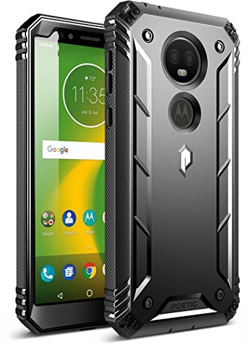 Moto E5 Plus Rugged Case, Moto E5 Supra Rugged Case, Poetic Revolution [360 Degree Protection] Rugged Heavy Duty Case with Built-in-Screen Protector for Motorola Moto E5 Plus (Updated Version) Black
