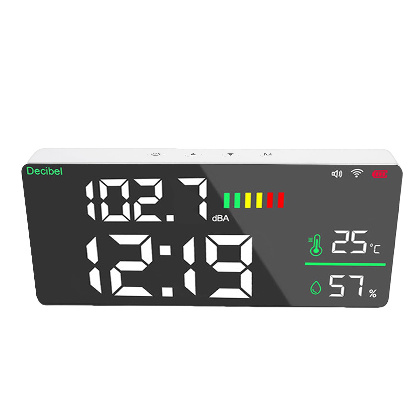 Focket Medidor de Nivel de Sonido, Pantalla LED Grande 4 en 1, Medidor de Decibelios, de Ruido con WiFi y Conectividad de Aplicación para Aula, Hogar, Oficina, Biblioteca, Estudio