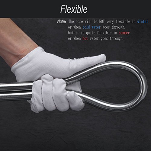 TRIPHIL Kink-free Shower Hoses Extra-long 79-Inch for Handheld Showerhead Hose Replacement Extension Flexible PVC Explosion-proof Tube High Pressure Swivel Brass/Copper Nuts Anti-twist Bright Silver