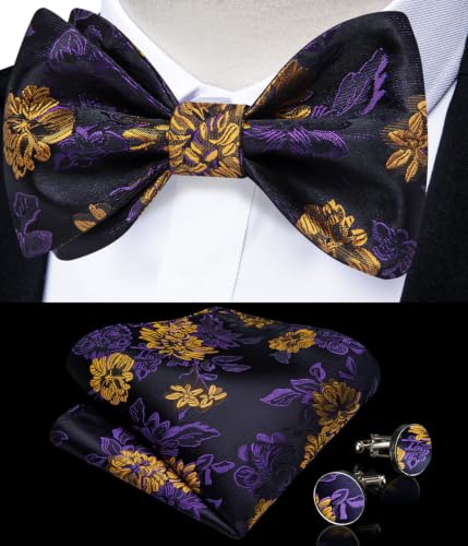 Image of DiBanGu Silk Bowtie Mens Woven Self-Tied Bow Tie Wedding Party