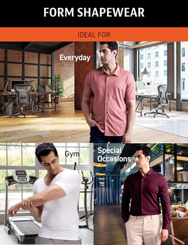 Image of DAMENSCH Form Shapewear for Men, Comfortable and Stretchy Body Shaper for Man, Posture Correcting Tummy Tucker, Breathable Compression T Shirt, Ideal for Parties Shirt Tucker for Men