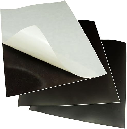 LITKO Hoja magnética flexible  Parte trasera adhesiva fuerte  Pelar y pegar  8.5 x 11 pulgadas  Tamaño carta (paquete de 3, 20 mil)