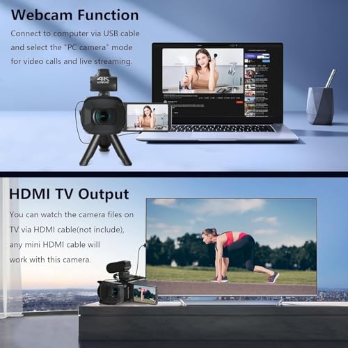Caméscope 64MP 6K avec écran tactile 4" et carte SD 256Go