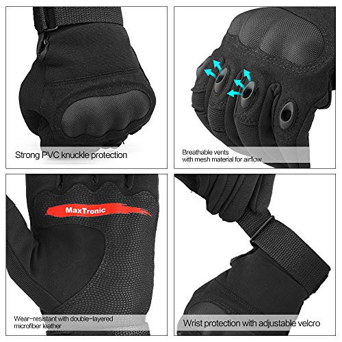 Tactical Gloves Hard Knuckle, Airsoft Gloves with Touch Screen for Men & Women Shooting Army Military Training, Full Finger Protective Gloves for Paintball Cycling Hiking Hunting Gardening Work