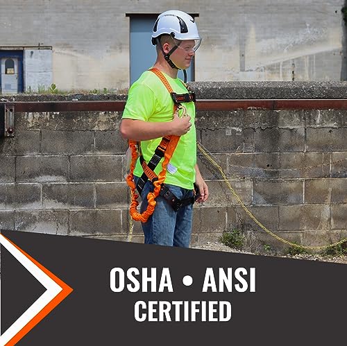 Image of Malta Dynamics 6' Stretch Shock Absorbing Fall Protection Lanyard, OSHA /ANSI Compliant (Pack of 2)
