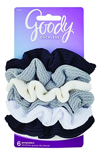 Goody Ouchless Waffle Hair Scrunchies 6 piece (Pack of 2), Colors may vary