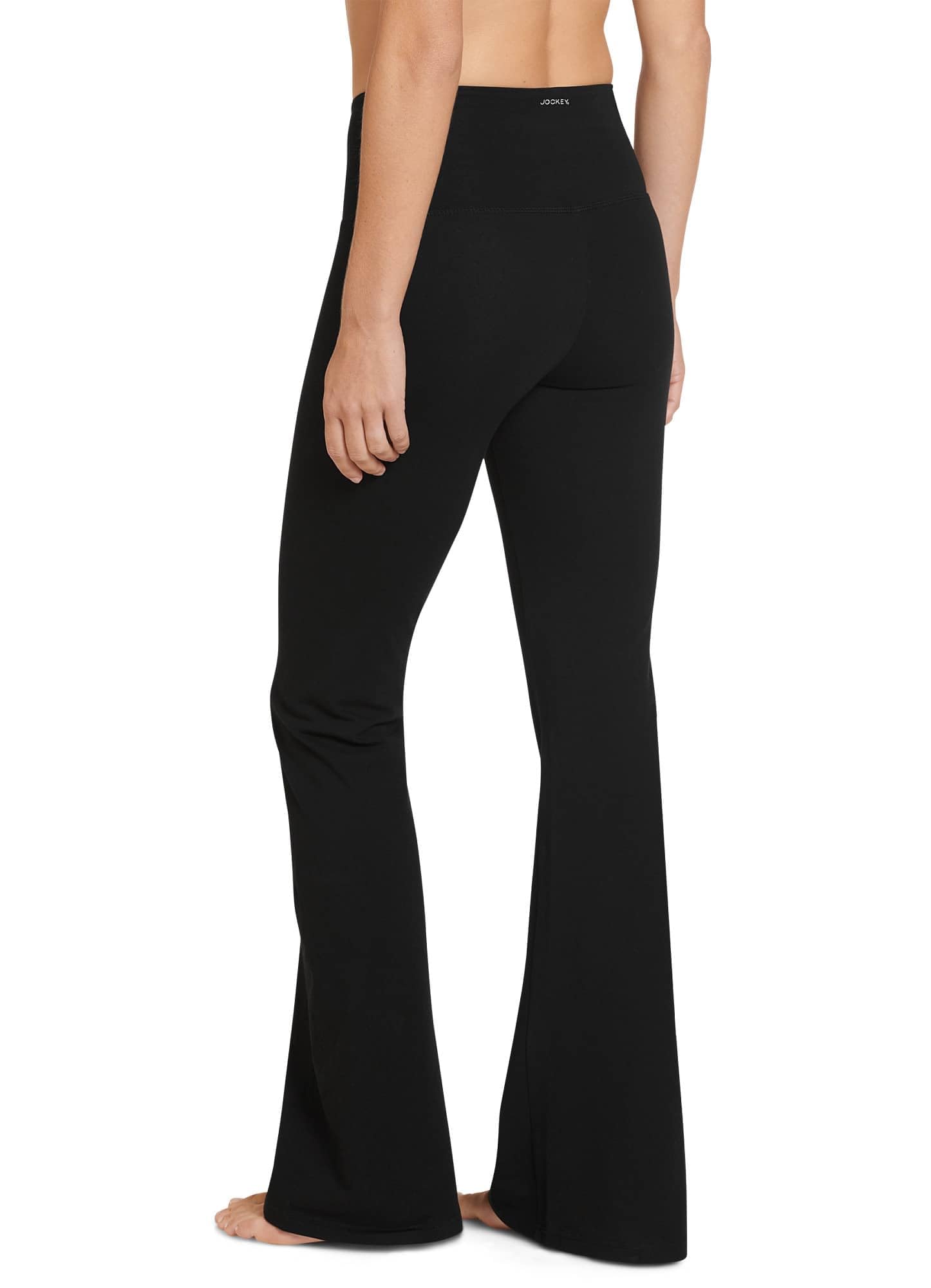 Jockey Women's Activewear Cotton Stretch Slim Yoga Flare Pant, Black, M