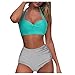Produktbild Niangie Damen Zweiteiliger Tankini - Neckholder Strap Zweiteiler Swimsuits Top Hose Tankini mit Hoher Taille High Waist Bikinihose Push-up Bikinioberteil Strandkleidung