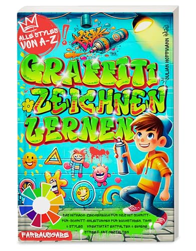 Graffiti zeichnen lernen: Wie du coole Graffiti zeichnest – Das Mitmach-Zeichenbuch für Kids mit Schritt-für-Schritt-Anleitungen für Buchstaben, Tags ... fördern & Graffiti-Kunst entdecken