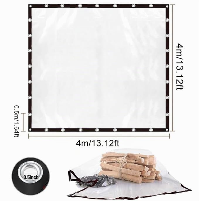 Lona transparente impermeable 4x4m exterior con ojales de PVC 7