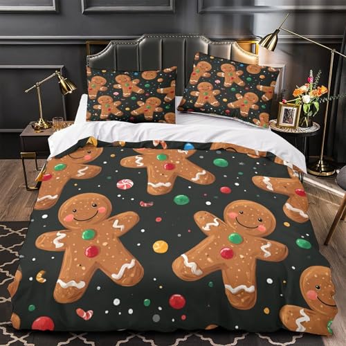 Linge de lit imprimé 3D microfibre supérieure parure de couette pain d'épice - 2