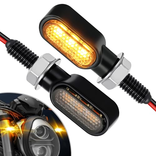Image of Benlari 2Pcs Motorcycle Mini Led Turn Signals with Running Lights, Front & Rear Turn Signal Brake Light 12V Fit for Harley Honda Suziki Yamaha Kawasaki (Smoke)