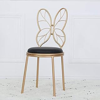 HBJP Silla hogar Metal Forjado Arco Forma Arco Silla tocador tocador Silla 4 Color Opcional (Color : Black)