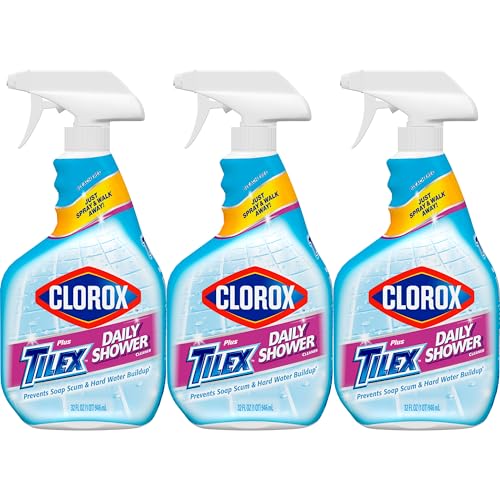 Clorox Plus Tilex Daily Shower Cleaner, 32 Fluid Ounce Spray Bottle, Pack of 3