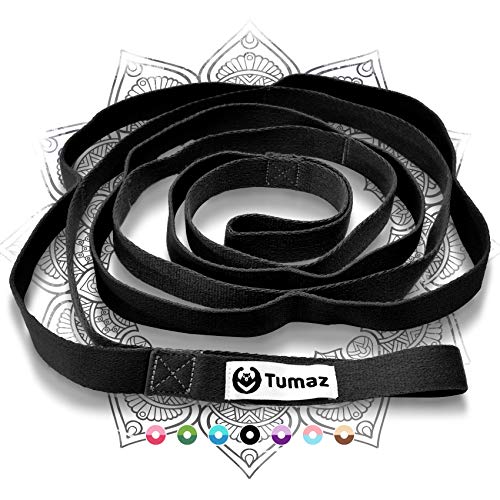 Tumaz Stretch Strap - 10 Loops & Non-Elastic Band - The Perfect Stretching Strap for PT(Physical Therapy), Yoga, Workout, Pilates, Dance - [Extra Thick, Durable, Soft - Comes with Travel Bag]