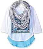 Beautees Big Girls' 3/4 Sl. Scarf Top-b'fly