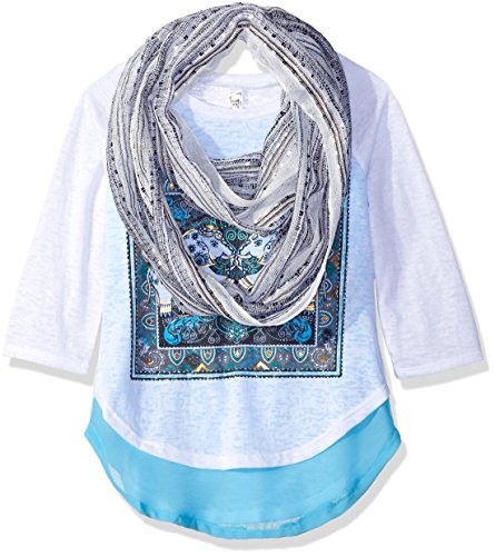 Beautees Girls' Big 3/4 Sl. Scarf Top-B'fly