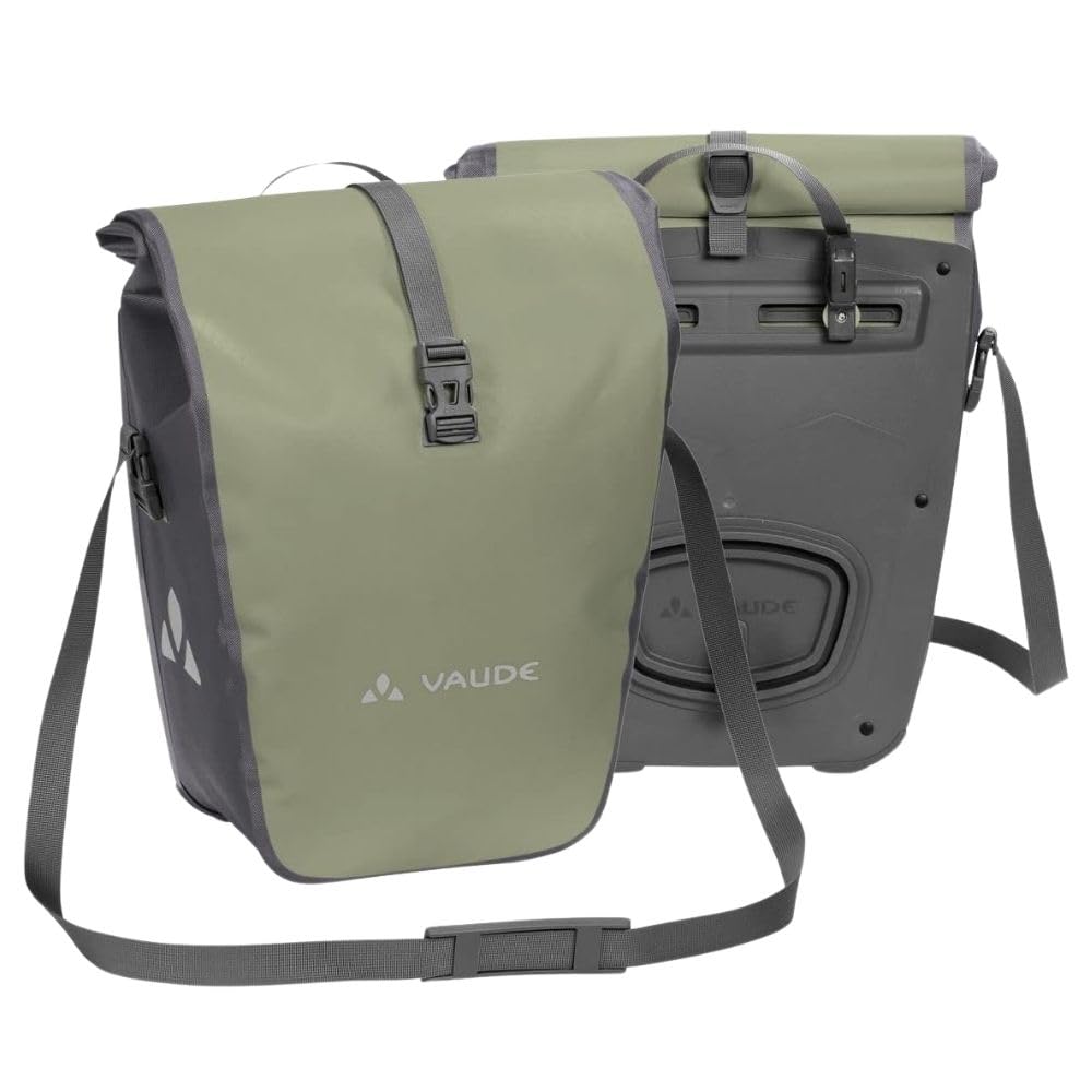 VAUDE Fahrradtaschen für Gepäckträger Aqua Back 2x24L in beige 2 x Hinterradtaschen wasserdicht, Fahrrad Gepäckträgertasche hinten, einfache Befestigung – Made in Germany